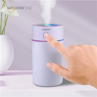 WOPOW沃品 七彩杯加濕器HM03P 350ml 迷你便攜氛圍燈加濕器 淺灰色