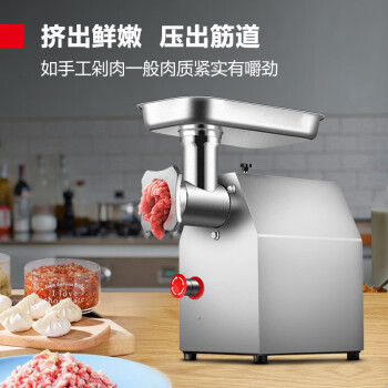 德瑪仕(DEMASHI)商用絞肉機電動大功率飯?zhí)檬程媒g餡攪肉灌腸機 碎肉料理機全不銹鋼 YF-JR13