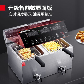 德瑪仕(DEMASHI)電炸爐商用油炸機炸鍋薯條機電炸鍋 雙缸 L-172P【微電腦 34L】