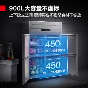 德瑪仕(DEMASHI)商用四門冰柜冷藏冷凍立式冷柜四開門廚房冰箱商用四門全冷凍#BG-900C-1D【全銅管豪華款】